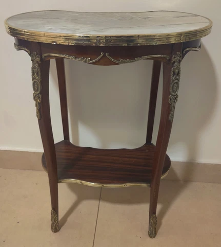 TABLE SIDE MARBLE ON TOP. FRENCH LOUIS XV STYLE. SOLID WOOD WITH BRONZE ACC Cover