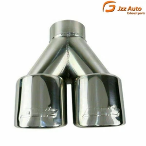 1 pieza 67 mm cromo soldadura doble tubo de escape puntas silenciador punta cuadrada salidas dobles - Imagen 1 de 4