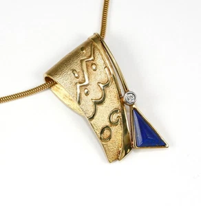 Colgante En 585 Oro 14 Quilates Con Lapislazuli Y Brillante 0,03 CT - Imagen 1 de 2