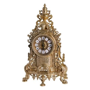 Orologio d'appoggio in ottone lucido stile barocco sopramobile nuovo H 43 cm - Imagen 1 de 5
