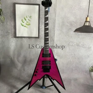 Purple Demmelition King V Left Handed Electric Guitar Phil Demmel Active Pickup - Picture 1 of 7