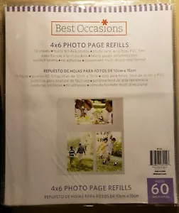 Best Occasions 4"x 6"Photo Page Refills 10 Sheets Holds 60 Photos 7508070315533 - Picture 1 of 2