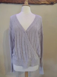 ASTR the Label Women's Long Sleeve Wrap Sweater Blouse Size XL Lavender - Picture 1 of 12