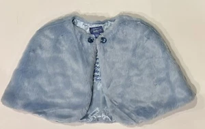Disney Cinderella Sz Girls M/L Blue Plush Cape Jewel Buttons Embroidered Lining - Picture 1 of 2