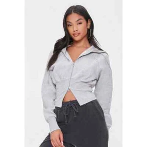 NWT Forever 21 Heather Gray Drawstring Zip-Up Hoodie, Women's Medium - Bild 1 von 7