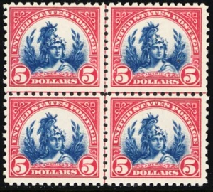 573, Mint VF NH $5 Center Line Block of Four - Stuart Katz - Picture 1 of 1