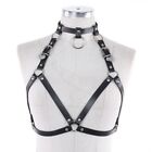 Women's PU Leather Chest Harness Waist Belt Cage Bra Cupless Goth Party Clubwear