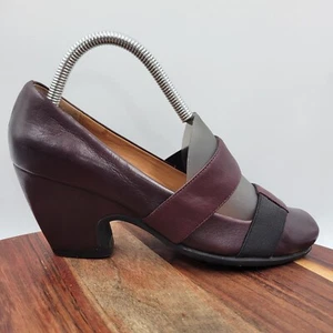 Audley London Pump Heel Shoes Women's 37 / 6.5 Purple Black Leather Mary Jane - Picture 1 of 13