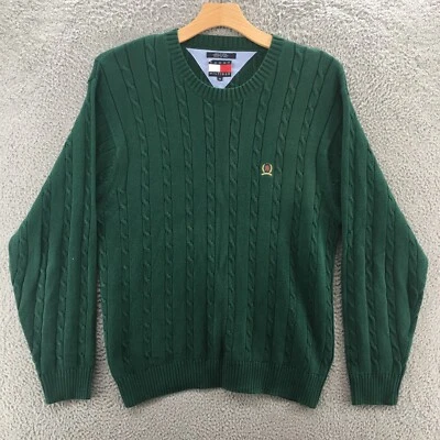 Tommy Hilfiger Suéter Para Hombre XL Verde Algodón Tejido Cuello Redondo Manga Larga Informal Foto 1 de 4