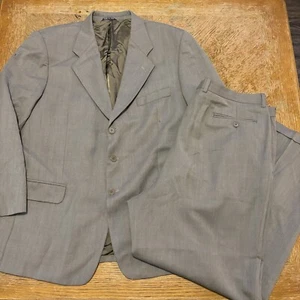 Giorgio Fellini Made In Italy 2 Piece Super 100 Gray Check Wool Suit R44 44x39 - Picture 1 of 17