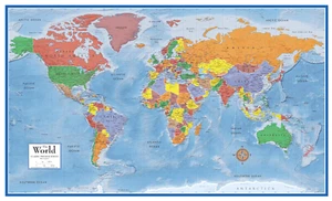 48X78 World Classic Premier Wall Map Mega Poster Laminated - Picture 1 of 12