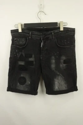 Pantalones Cortos Dsquared2 Negros Denim Algodón Medio Lavado Envejecido 5 Bolsillos Mamá 46 Foto 1 de 4
