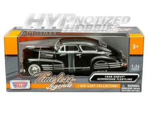 MOTORMAX 1:24 1948 CHEVROLET AEROSEDAN FLEETLINE PRESSOFUSO NERO 73266 - Foto 1 di 2