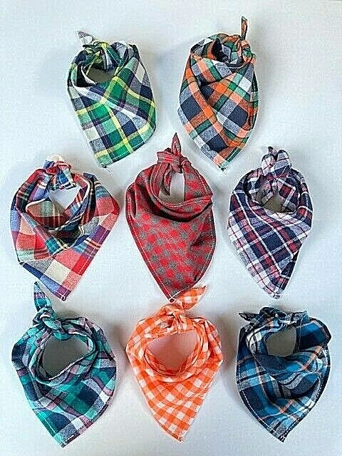 Tartan Check Dog Bandana, Ties Like a Neckerchief, Soft Cotton, New - Image 1 of 1
