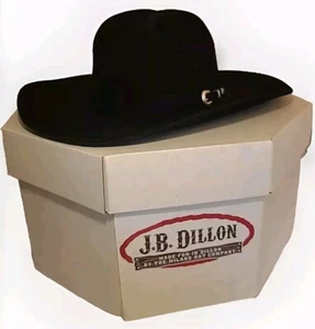 J.B. Dillon Dillon 6 schwarzer Cowboyhut Größe 7 3/4 Milano Hat Company Texas USA - Bild 1 von 15