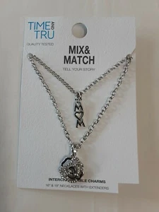 Time And Tru Mix & Match Necklaces W/Interchangeable Charms "MOM" & "ROSE" BNWT! - Picture 1 of 7