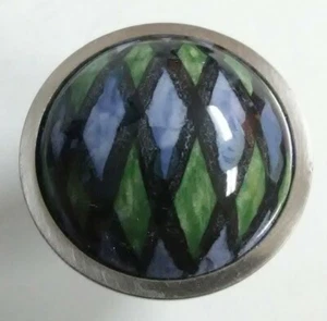 Betsy Fields Design 1.5" Brushed Metal & Ceramic Cabinet Drawer Pull Lot of 12 - Picture 1 of 6