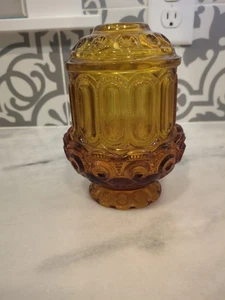 Vintage MCM Moon and Stars LE Smith Gold Amber Two Piece Fairy Lamp Candle - Picture 1 of 17