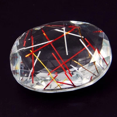 50.70 Ct Oval Cut Multi-Color Rutilated Quartz Certified Loose Gemstone - Image 1 of 4