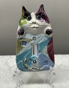Ceramic Cat Light Switch Cover Plate Signed Lee - Picture 1 of 6
