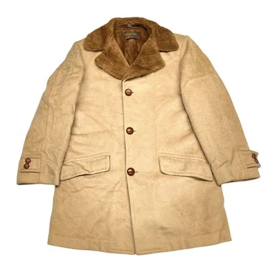 Vintage Sir Pendleton Wool Camel Sherpa Lined Trench Over Coat - Image 1 of 4