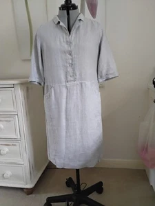 Ladies Grey 100% Linen Shift Dress Size 12 - Picture 1 of 7