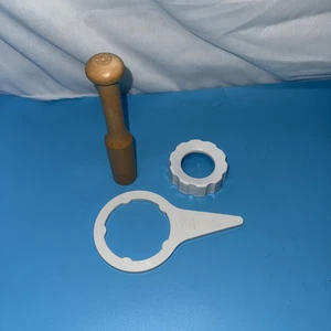 KitchenAid FG-A Meat Grinder Attachment Parts Secure Nut , Wrench & Wood Stomper - Picture 1 of 8