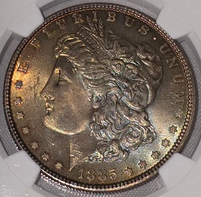 1885 Morgan Dollar, NGC MS65, Colorful Toning! - Image 1 of 3