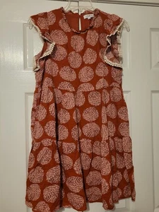 THML TIERED DRESS RUST/PINK WOMENS JUNIORS L - Picture 1 of 1