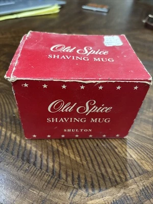 Vintage Shulton Old Spice Keramik Glas Rasierbecher mit 3 Unzen Seife NEW OLD STOCK - Bild 1 von 4