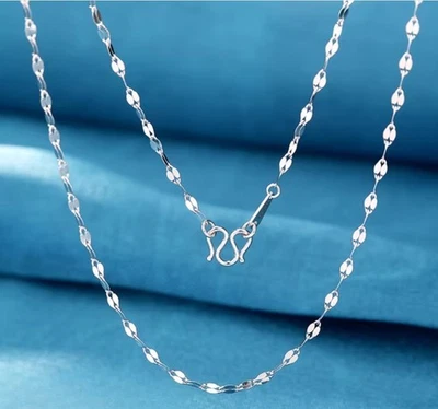 Collar de cadena labial de beso de platino puro 950 de 2,3 mm para mujer de 18 pulgadas 3,6-3,8 g Foto 1 de 4