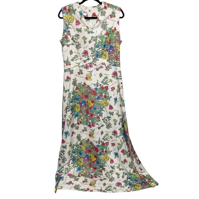 Vintage Leslie Fay Knits Dress Size 12-14 Floral Mod Maxi Botanical 70s Retro US - Image 1 of 4