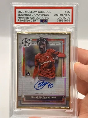 2020 Topps Museum UCL Eduardo Camavinga Gold Frame Auto /50 Rookie RC PSA - Image 1 of 2