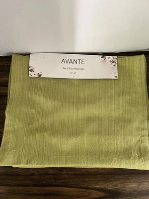 Avante Avocado Green Cotton blend Placemats Set of 4 new 14" x 19" spring table - Image 1 of 4