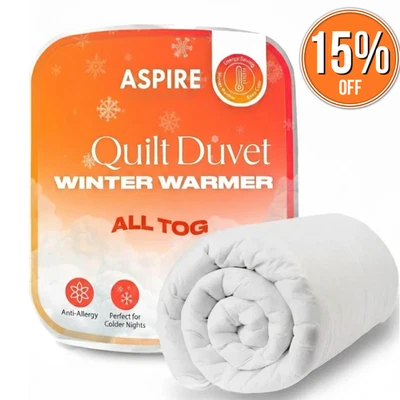 AH-HOMEWARE Duvet Quilt Hotel Quality 4.5 10.5 13.5 15 Tog Single Double Super King All Size