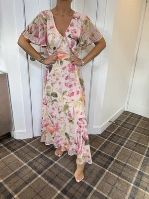 LIPSY DRESS SIZE 16 FLORAL CHIFFON FLUTTER SLEEVE FEMININE MIDAXI NEW WITH TAGS - image 1 of 4