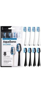 AQUASONIC DUO SERIES REPLACEMENT BRUSH HEADS 8PK NORMAL/SENSITIVE (DAMAGED BOX) - Picture 1 of 1