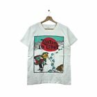 Vtg 90’ The Adventures Of TINTIN In TIBET CARTOON Tee Shirt Series Georges Remi
