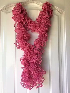 Handmade Crocheted Fashion Ruffle Scarf - Bubblegum Twinkle - Picture 1 of 4
