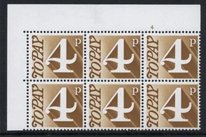 Great Britain 1970-76 4p Cyl. 4 FCP/PVAD SG D81 Mnh. (R1884) - Picture 1 of 1