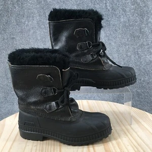 Botas Sorel Para Hombres 6 Cordones Invierno Nieve Impermeables Piel Sintética Forradas Cuero Negro - Imagen 1 de 16