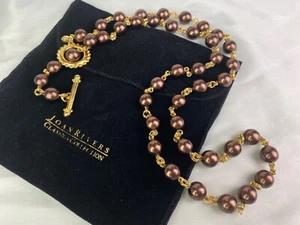 JOAN RIVERS Classic Collection Bronze Bead Gold Tone 38" Toggle Necklace - Picture 1 of 9
