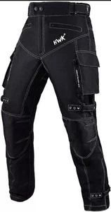 HWK Motorcycle Pants Size XL (36-38) Inseam (30") Water Resistant Cordura Black - Picture 1 of 4