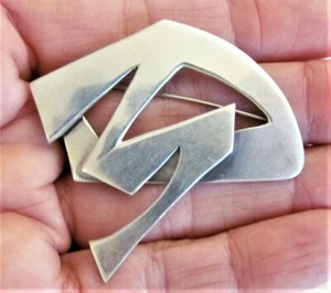 VTG Large Sterling Silver 925 Abstract 2 1/4" Brooch Pin Modernist 17.18 grams - Picture 1 of 6