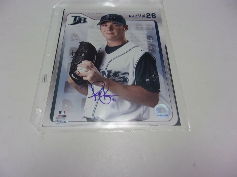FOTO 8X10 FIRMADA POR SCOTT KAZMIR TAMPA BAY RAYS, DODGERS, INDIOS CON CERTIFICADO DE AUTENTICIDAD Foto 1 de 1