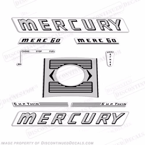 Fits Mercury 1961-1963 6hp Outboard Decal Kit - Reproduction Decals In Stock! - Image 1 of 1