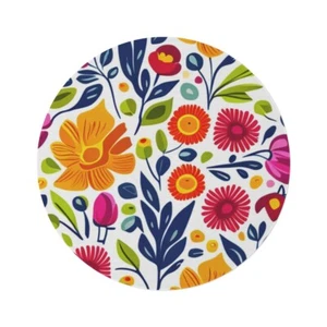 Area Rug_Round Rug_60"_100% Polyester Chenille_Pretty Floral Pattern(WB) - Picture 1 of 6