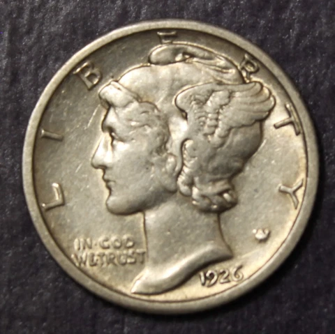 1926 Mercury Dime AU.................Lot 9689 Cover