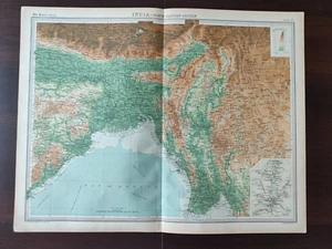 VINTAGE MAP-FROM-THE TIMES ATLAS OF THE WORLD-INDIA-NORTH-EASTERN SECTION -1922 - Picture 1 of 3