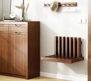 Wall Hanging Shoe Changing Stool Folding Chair Saving Space Shoe Rack Bench for - Picture 1 of 16